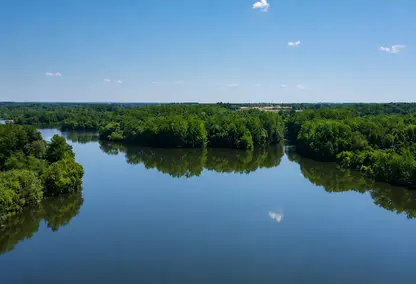 Aerial view of the lake and green space at Core Creek Park in Langhorne.