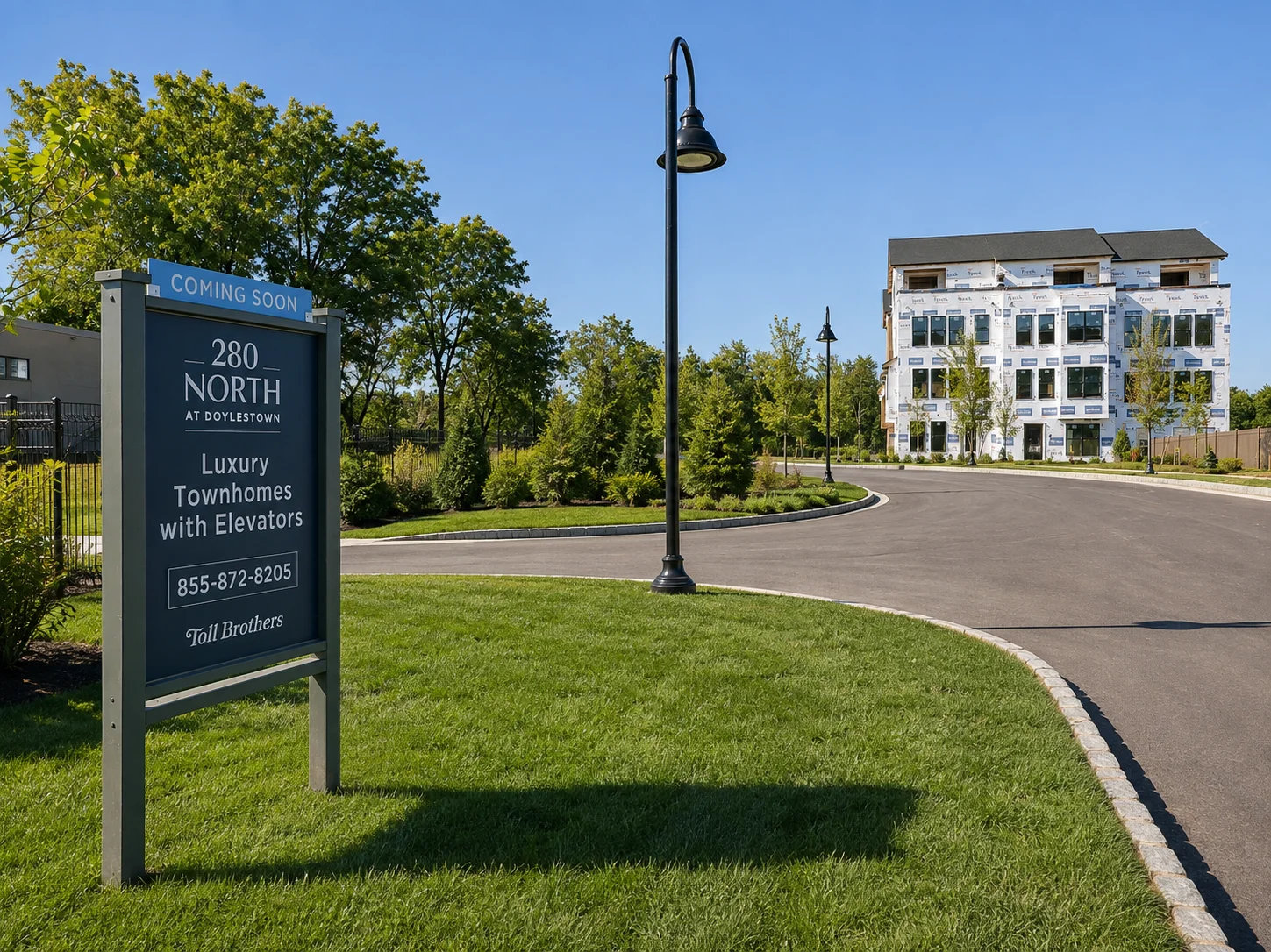 280 North at Doylestown luxury townhomes under construction