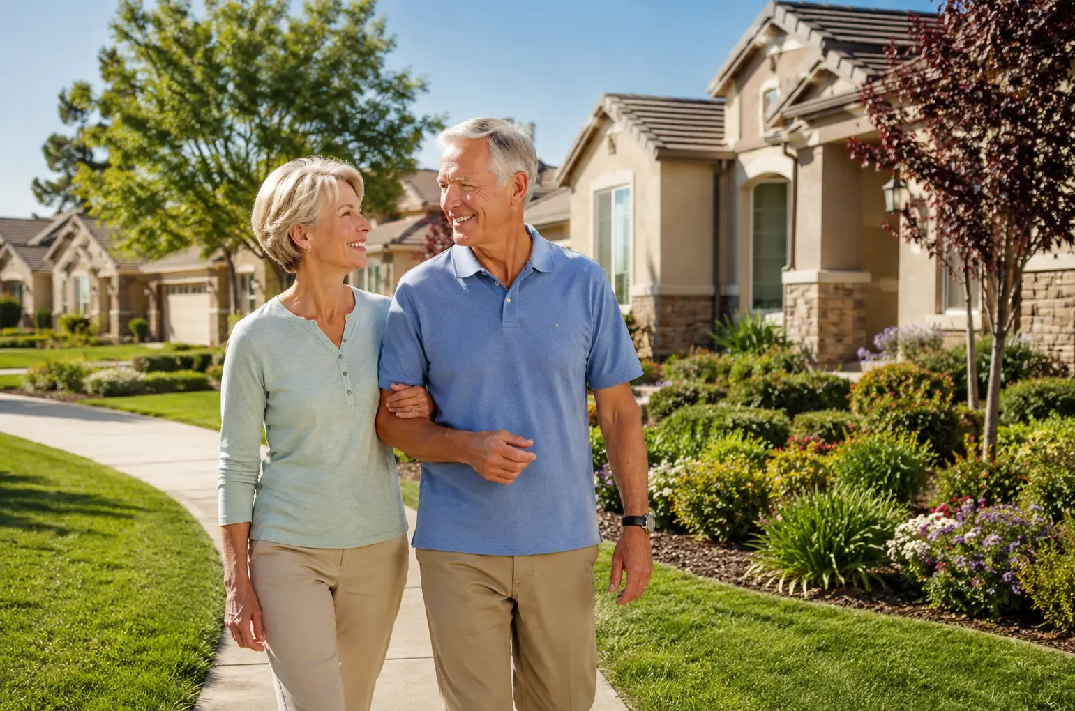 Retired couple enjoying life in a 55+ community in Bucks County