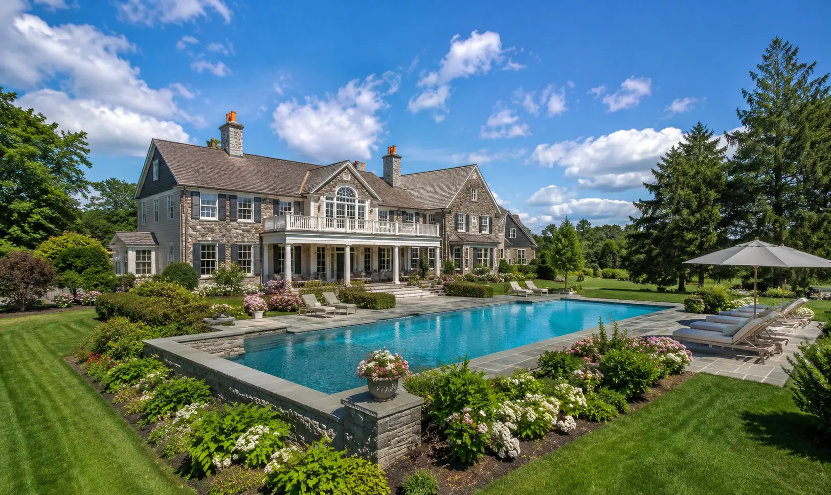Luxury home with a beautiful pool in Bucks County