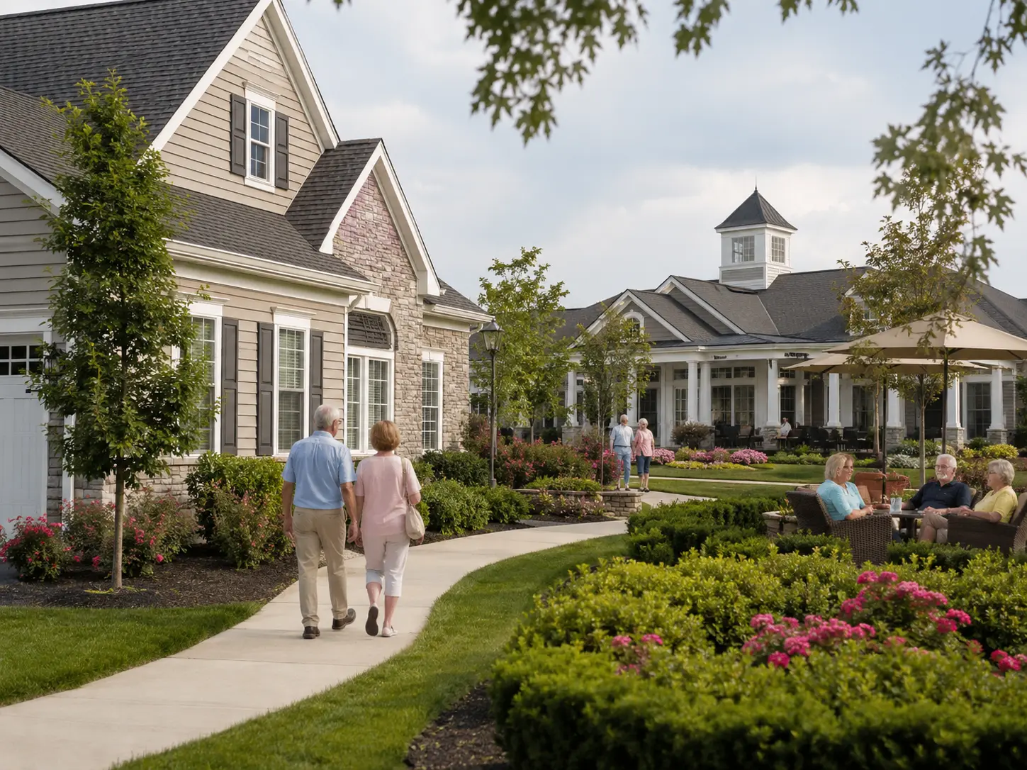 Active adult community with clubhouse and walking paths near Chalfont PA