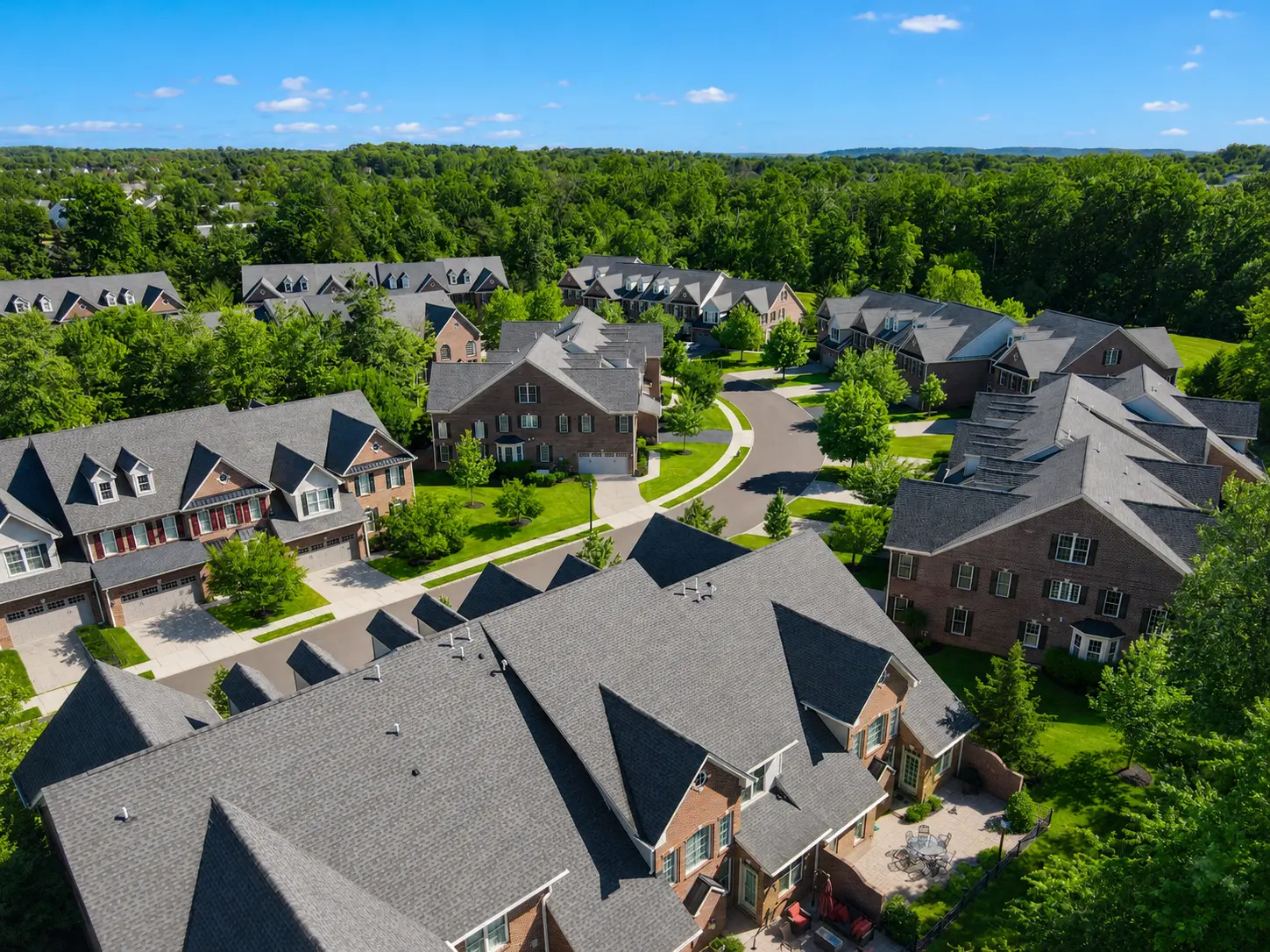 Aerial view of Delancey Court in Newtown PA