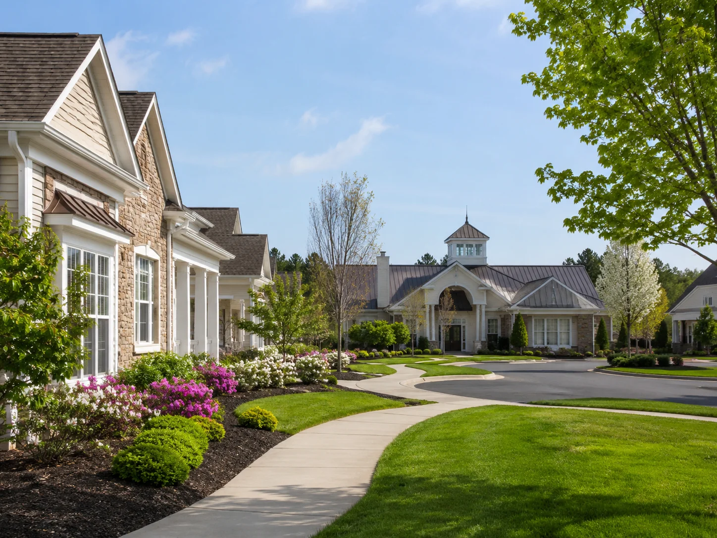 Landscaped Bucks County 55+ community with upscale homes and a welcoming clubhouse.