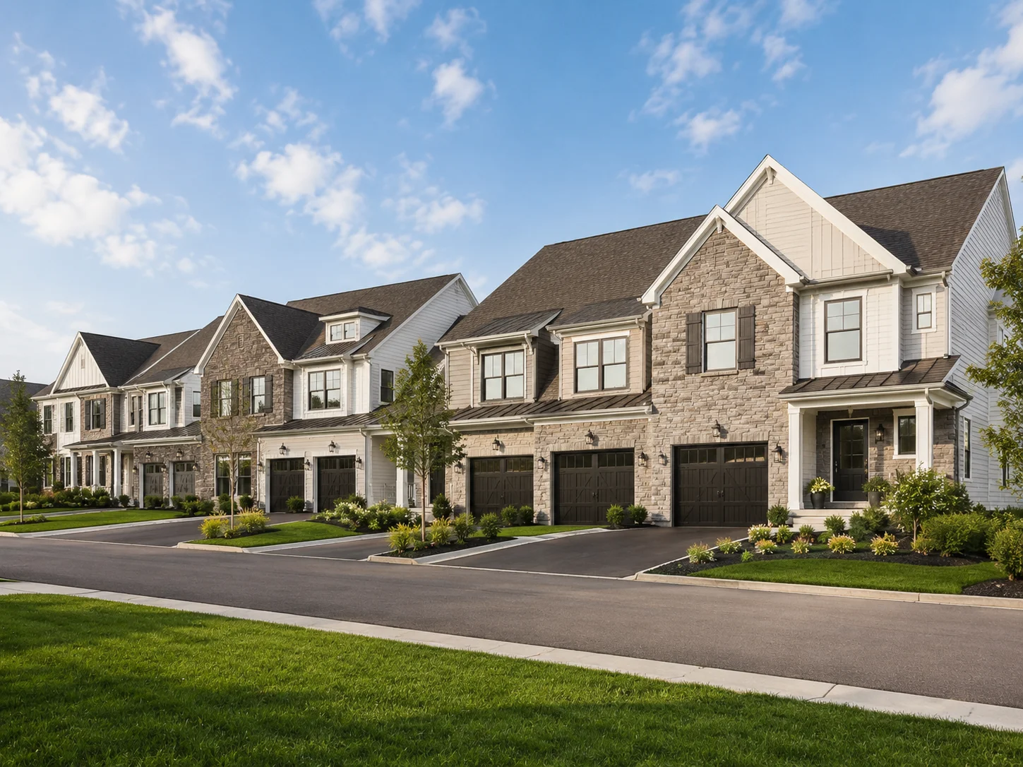 New construction townhomes with garages in Bucks County