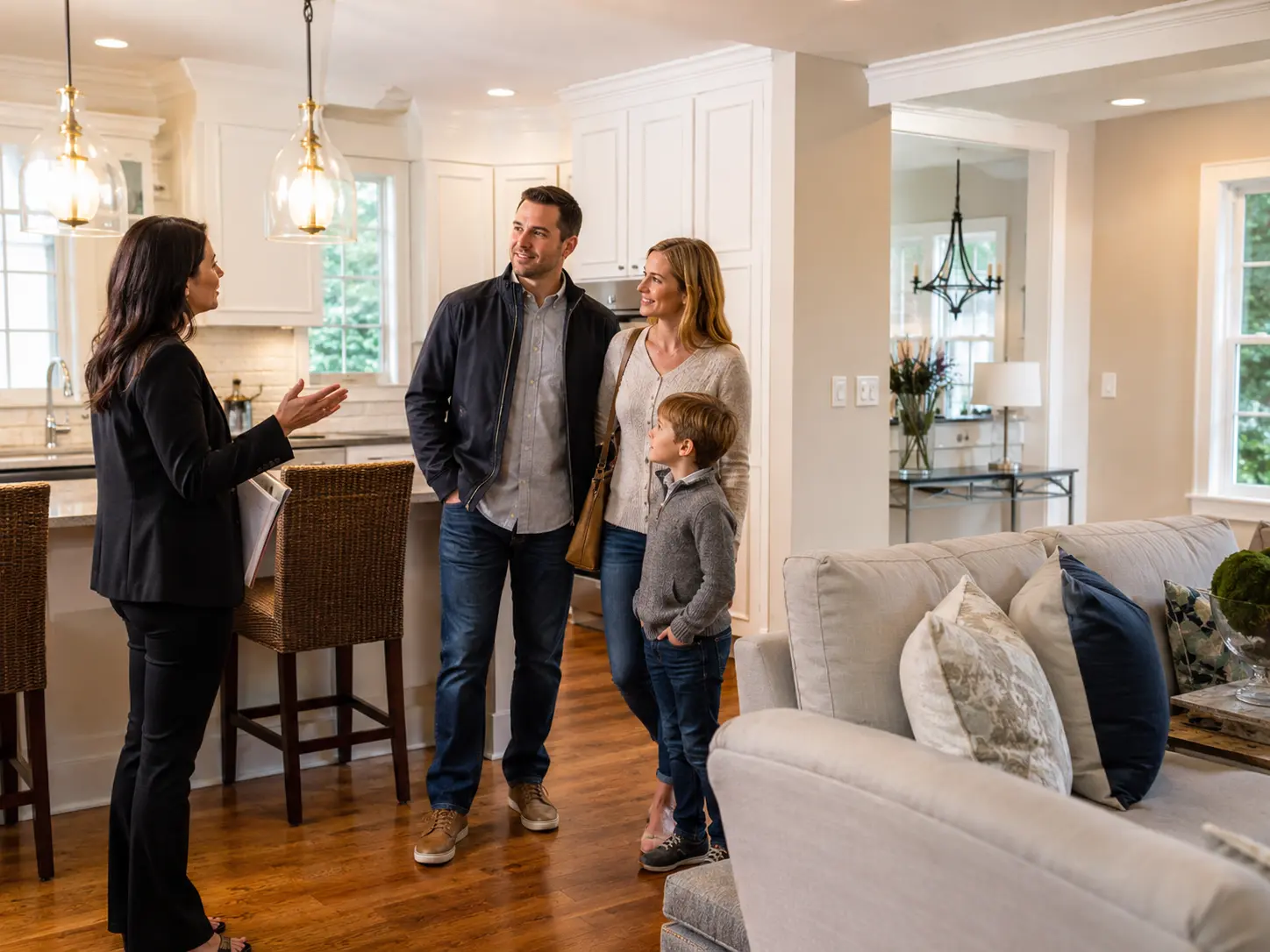 Buyers touring a bright updated home during an open house in Chalfont PA