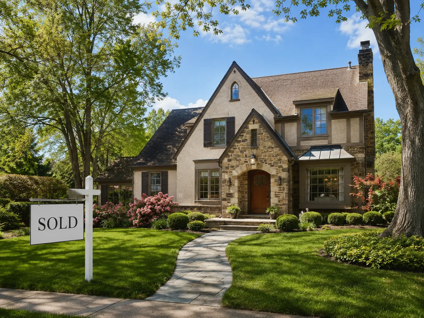 Sold home in Doylestown, PA with a landscaped front yard and SOLD sign.