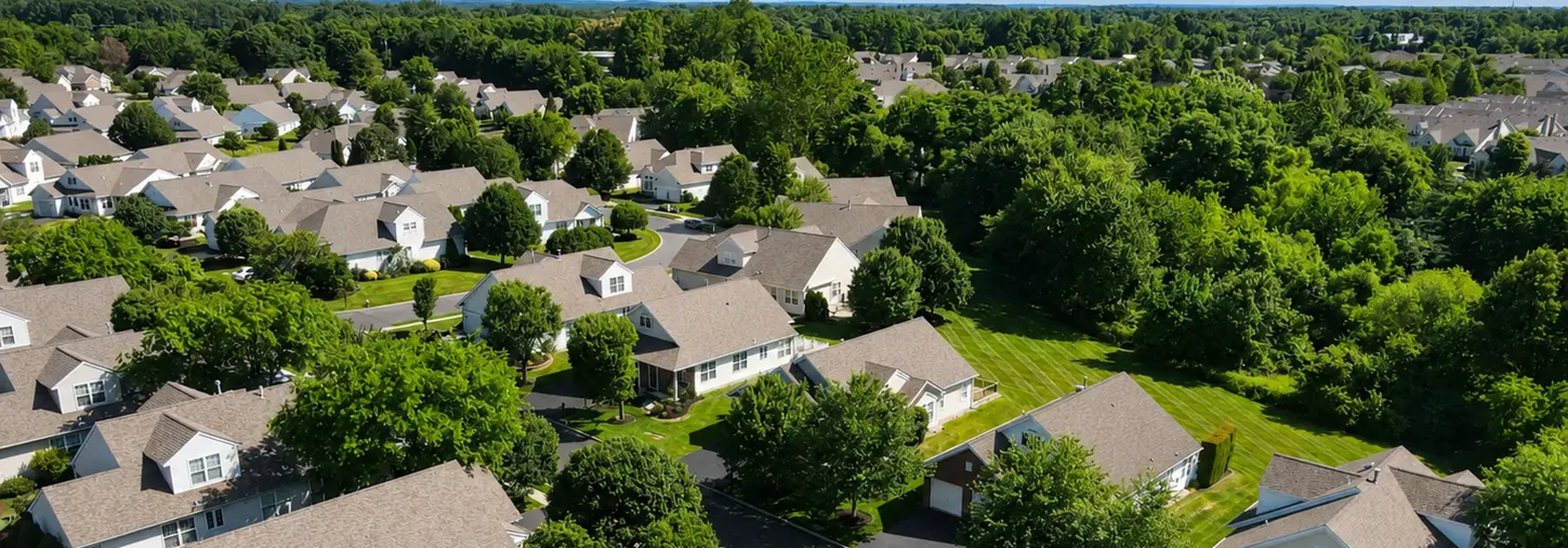 Aerial view of The Villages of Flowers Mill 55+ community in Langhorne, PA