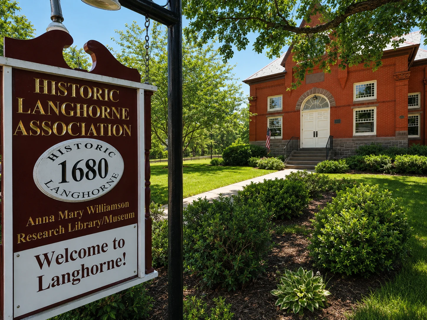 Langhorne Library in historic Langhorne Borough, PA.