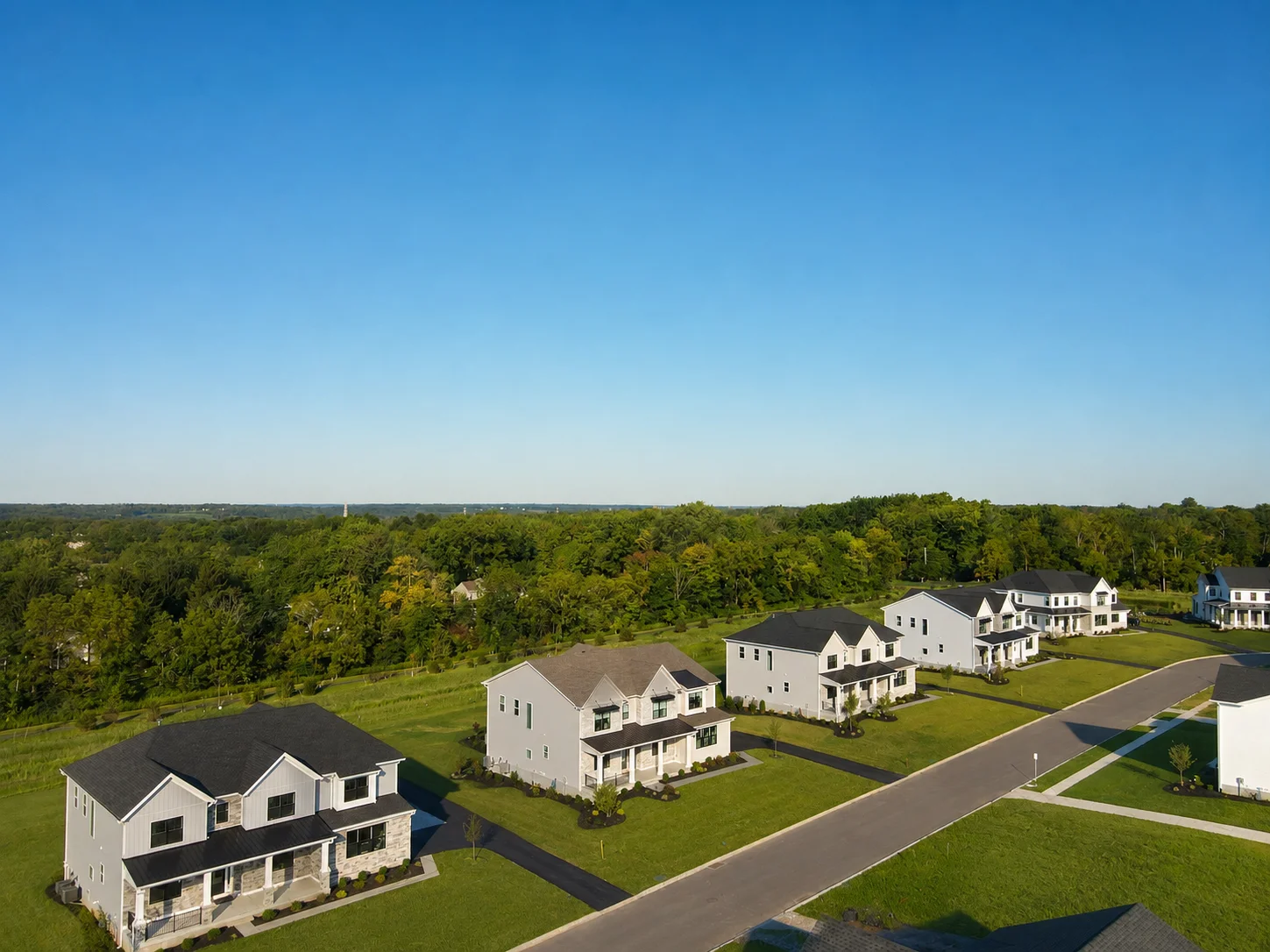 New construction homes at Lyondale Meadows in Newtown, Bucks County Pennsylvania