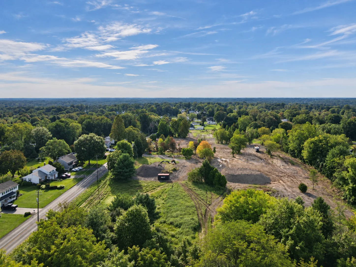 Aerial view of the Magnolia Grove construction site along New Road in Churchville, PA