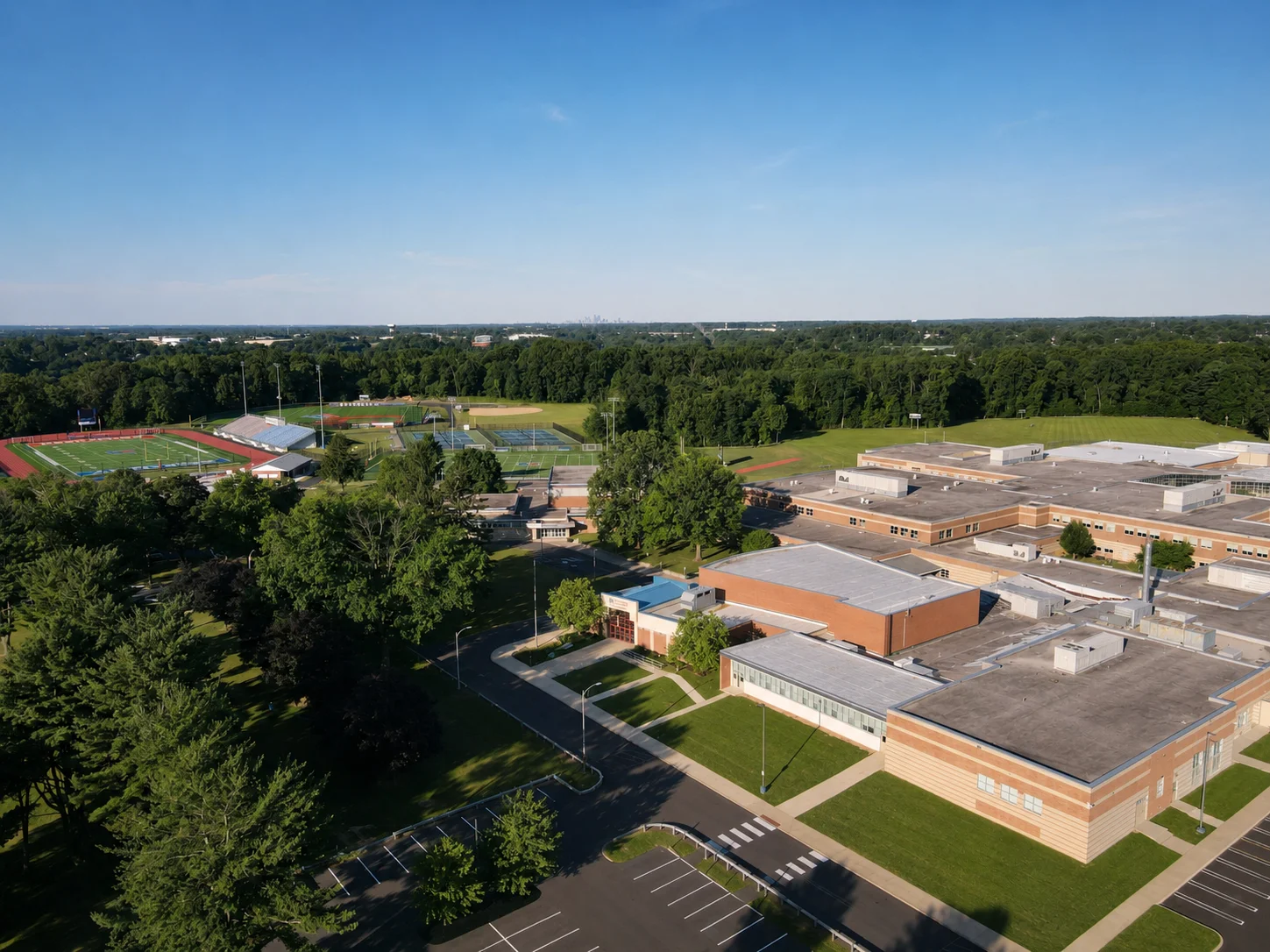 Aerial view of Neshaminy High School in Neshaminy School District