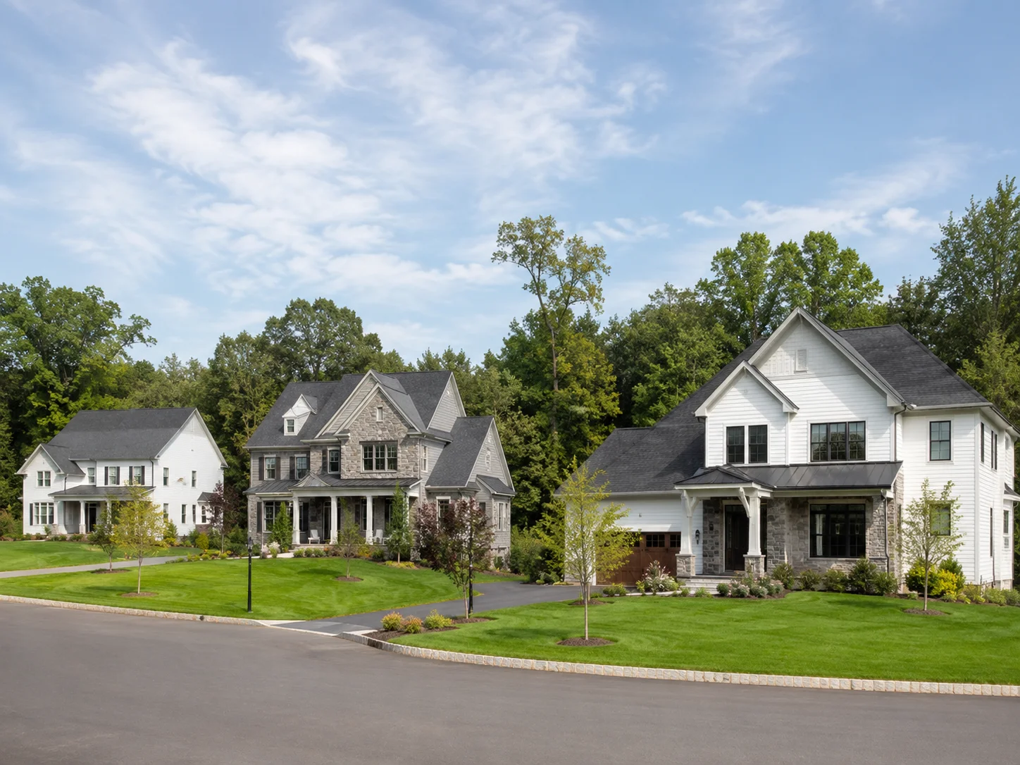 New construction single-family homes in a wooded Newtown PA setting