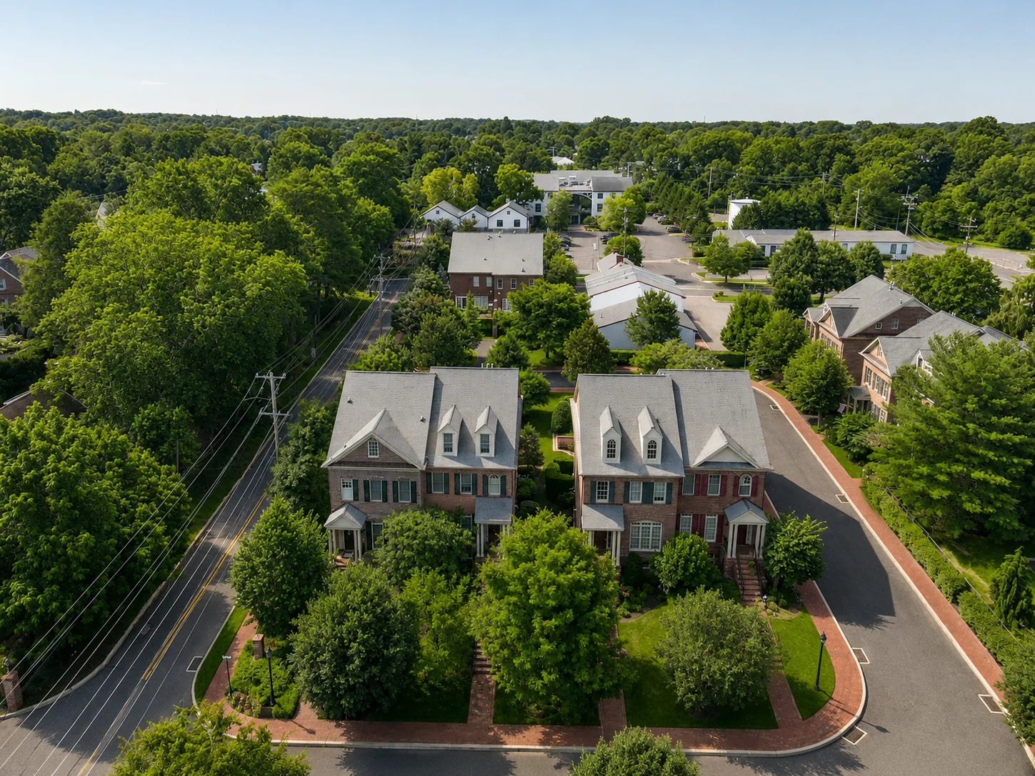 Twin-style homes in Phillips Court in Newtown PA