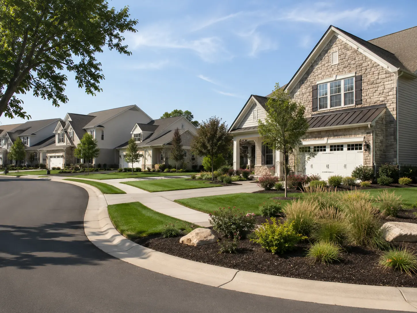 55+ homes in Richboro active adult community with landscaped streets
