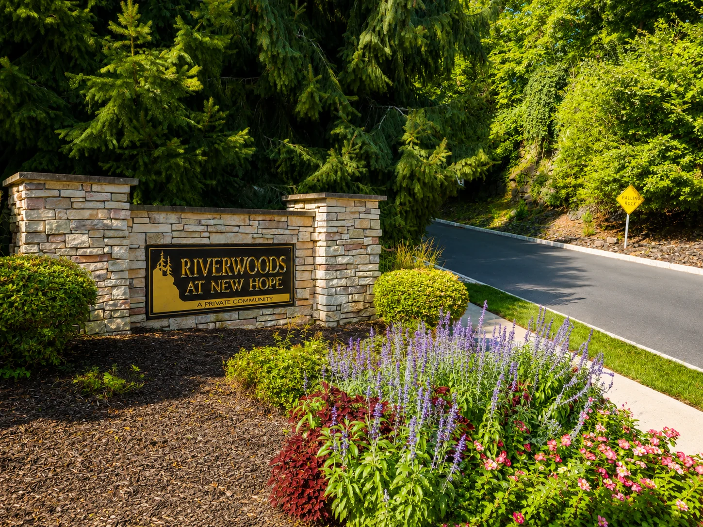 Entrance to Riverwoods in New Hope PA