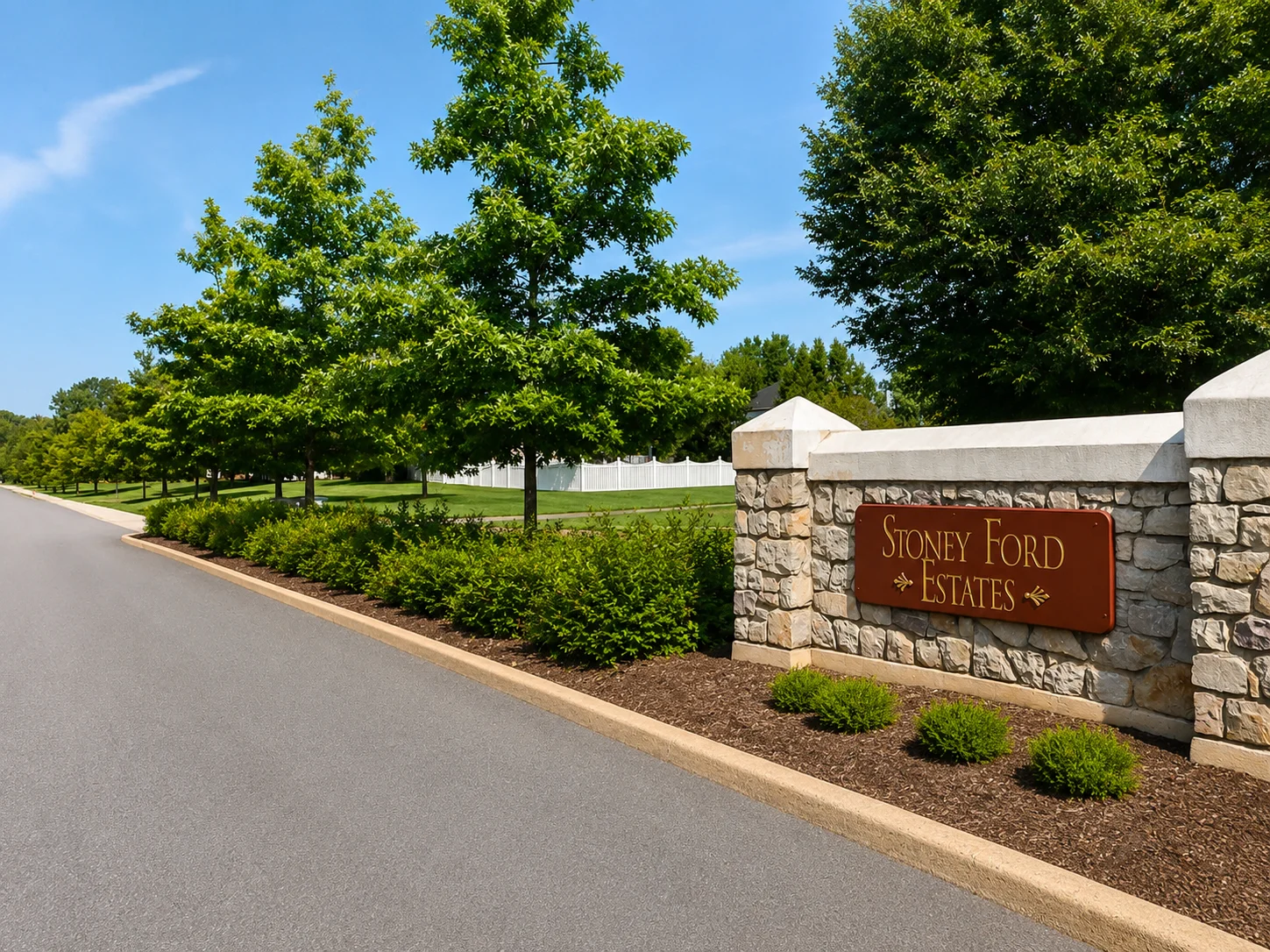 Entrance to Stoney Ford Estates in Holland PA