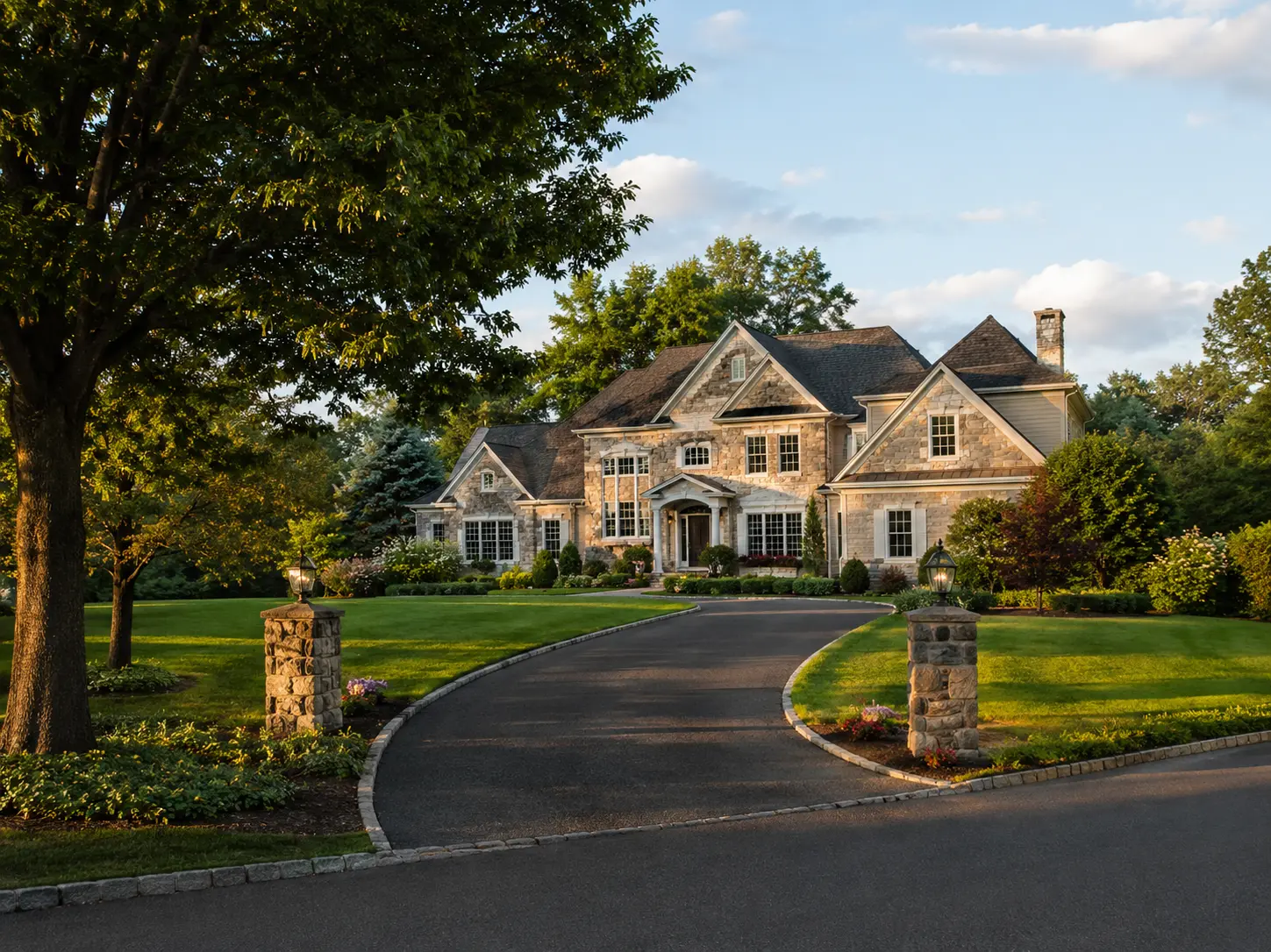 Upper Makefield home with curved driveway and quiet neighborhood setting