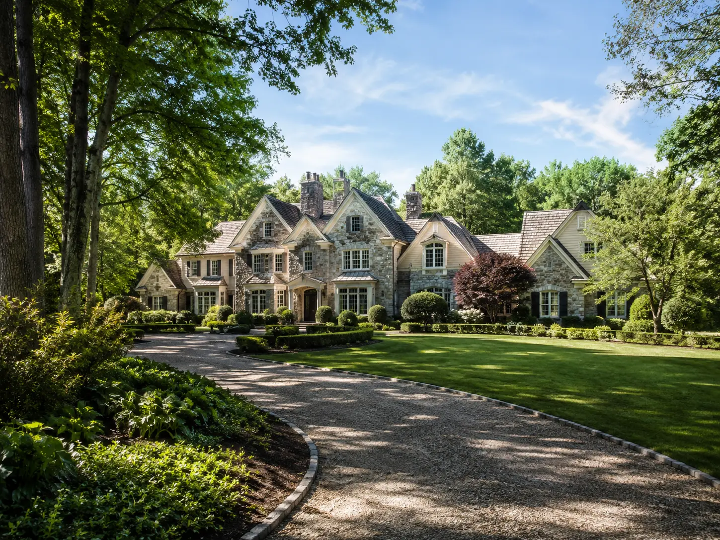Private luxury home with wooded grounds in Upper Makefield Township